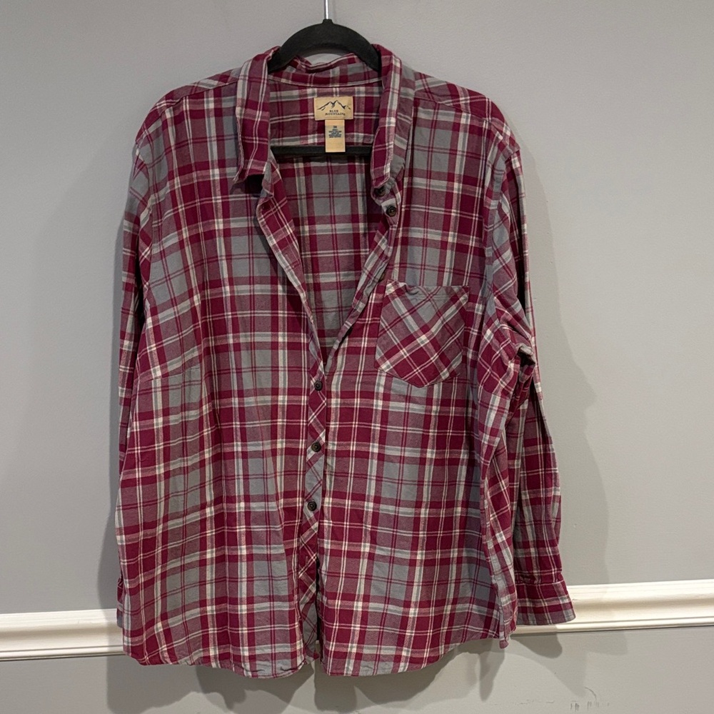 Women's Pink and Gray Plaid Button-Down Shirt